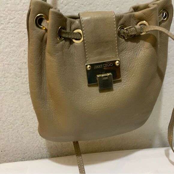 Jimmy Choo [Authentic] Ryad Sandy Brown Leather Flip Lock Crossbody Bag - Picture 3 of 16
